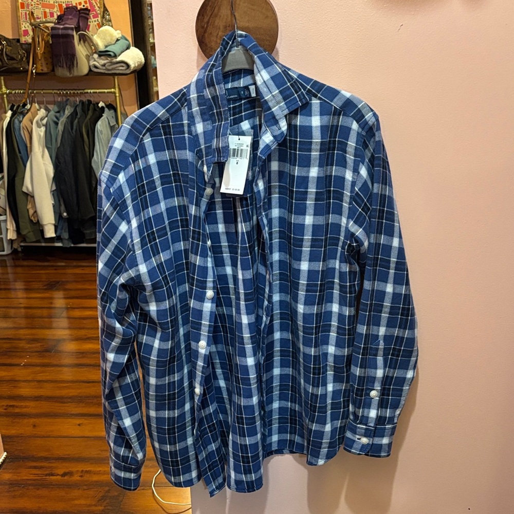 Polo Ralph Lauren Relaxed blue and White Flannel Plaid Shirt.